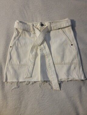 Abercrombie & Fitch White High-Rise Denim Skirt